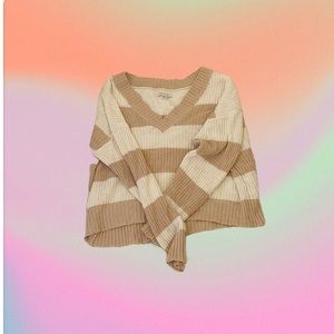 v neck american eagle striped sweater